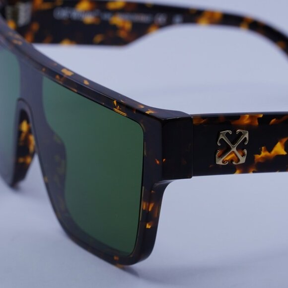 Off-White OERI13J SYRACUSE 6055 Sunglasses Havana Shield Frame, Green Lenses - Picture 4 of 11